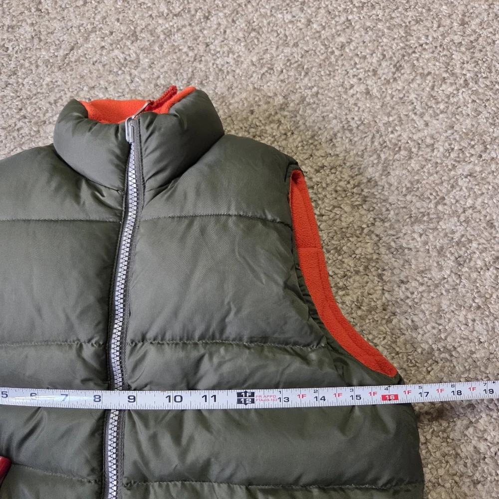 BOY GAP KIDS XS Puffer Down Waterfowl Filled Vest‎ Reversible Olive Green/Orange